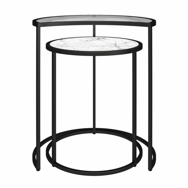 Moon Phases Nesting End Tables with Marble/Glass